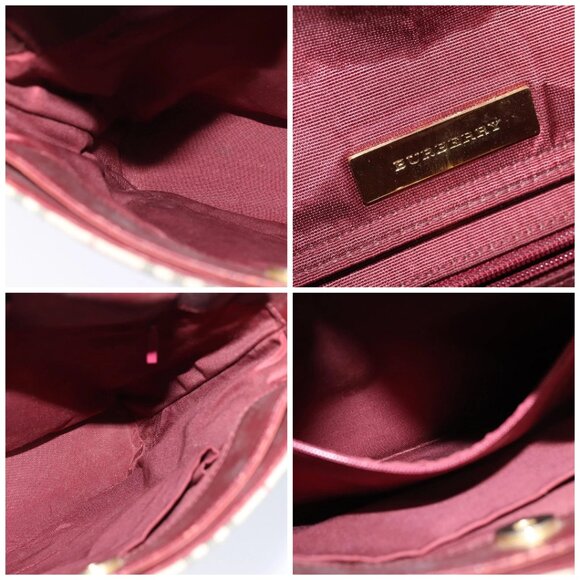 BURBERRY Nova Check Shoulder Bag Canvas Beige Red Auth - Picture 15 of 16